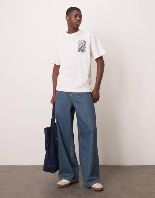 Selected - X Nous Vous - Oversized T-shirt met print op de achterkant in crème , 3 van 4