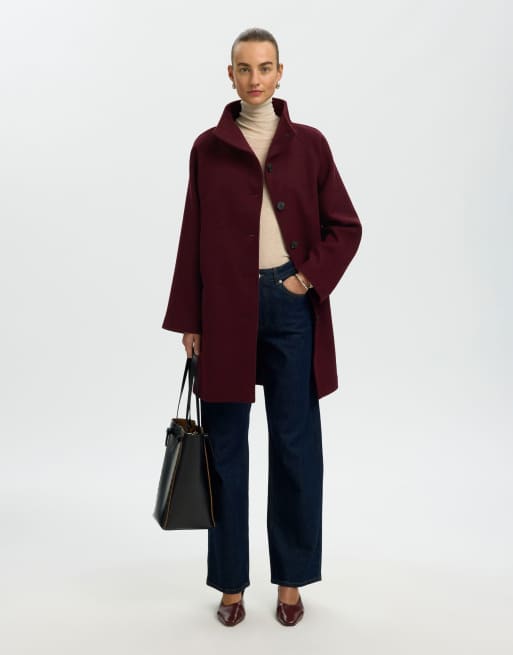 Selected Zia-vinni wool blend raglan sleeve knee length coat in red, 5 of 6