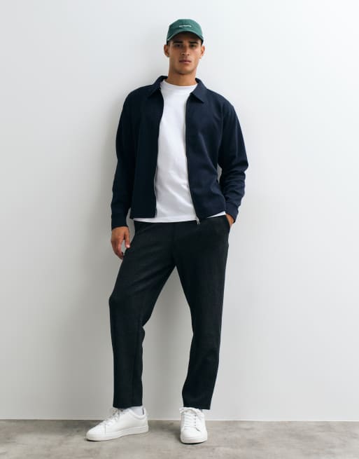 Selected zip front sweatshirt top in navy, 4 of 5