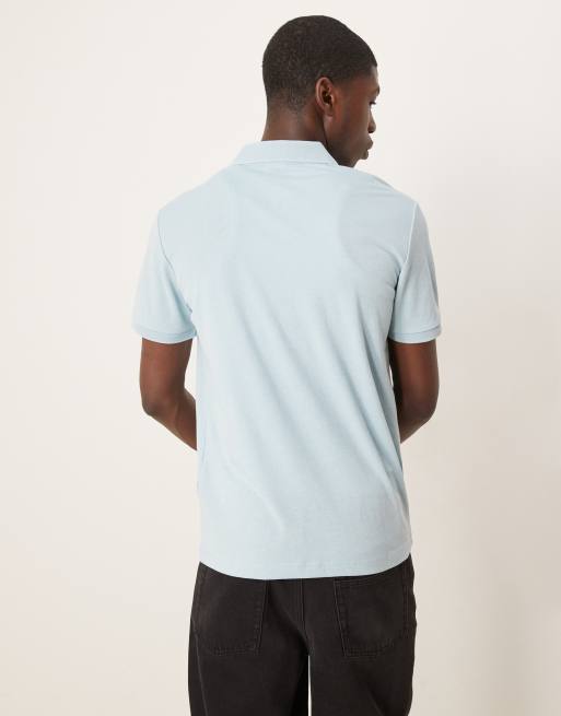 Selected Homme zip polo shirt in light blue