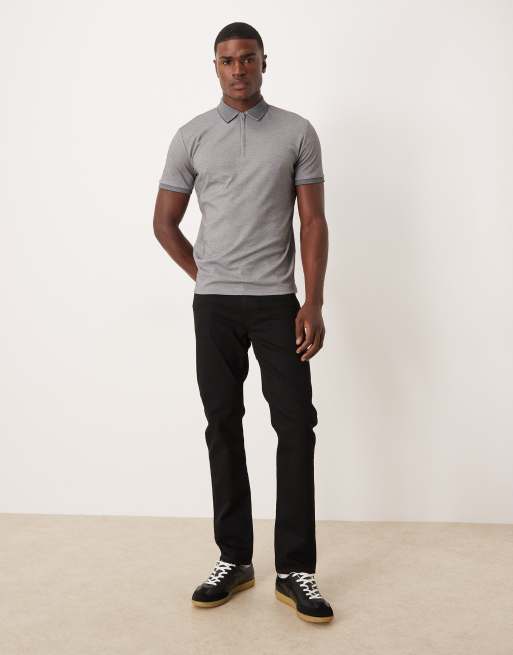 Selected zip polo shirt in light gray , 2 of 5