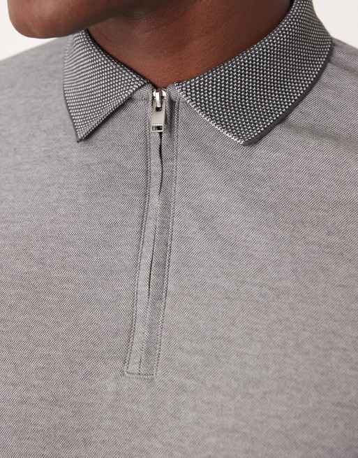 Selected zip polo shirt in light gray , 5 of 5
