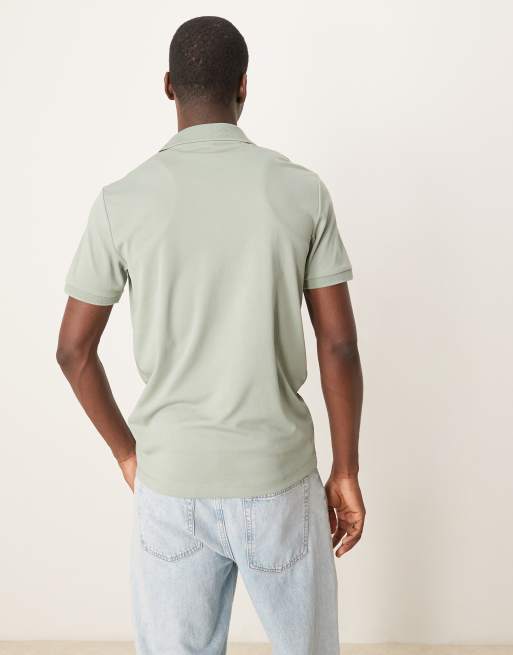 Selected zip polo shirt in light green , 2 of 4