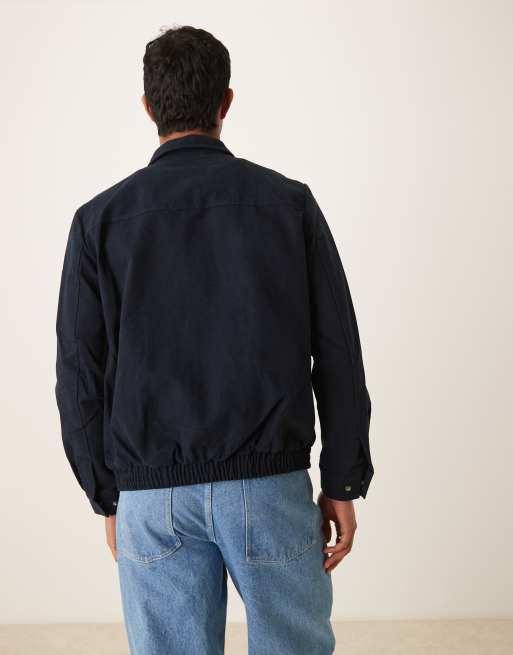 Selected zip up jacket with collar in navy | ASOS