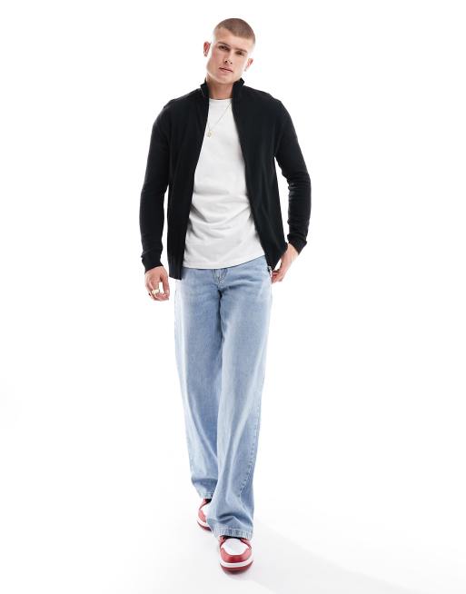 Selected zip up knitted jumper in black, 2 of 4