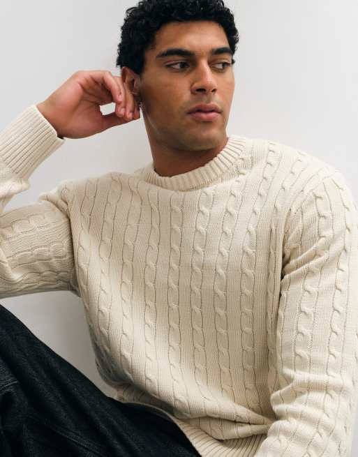 Selected Zopfstrickpullover in Cremeweiß, 3 von 5