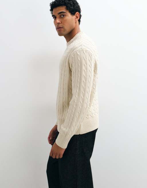 Selected Zopfstrickpullover in Cremeweiß, 4 von 5