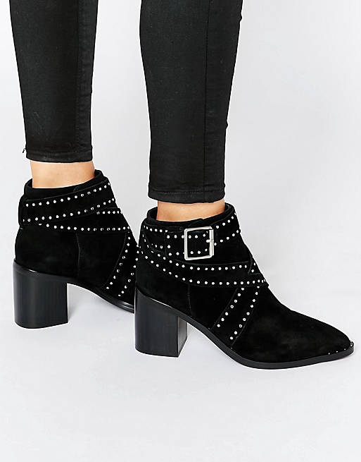Senso Haig II Black Suede Studded Ankle Boots