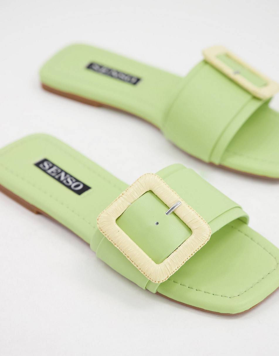 Senso – Hart II – Flache Sandalen mit Schnalle in Limettengrün