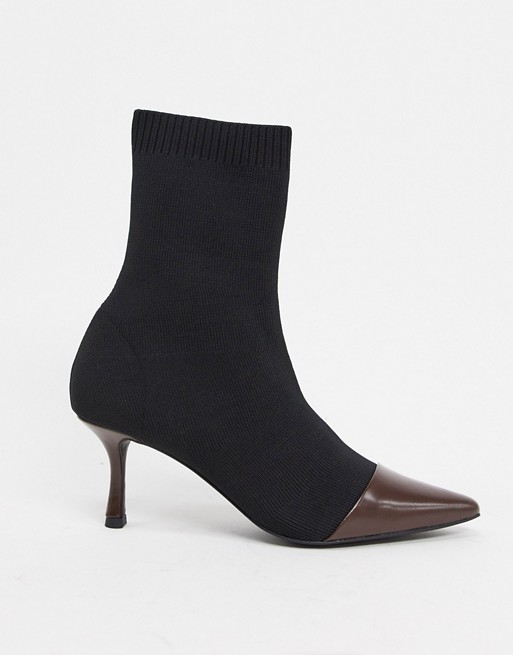 Senso knitted sock boots with contrast toe cap in black