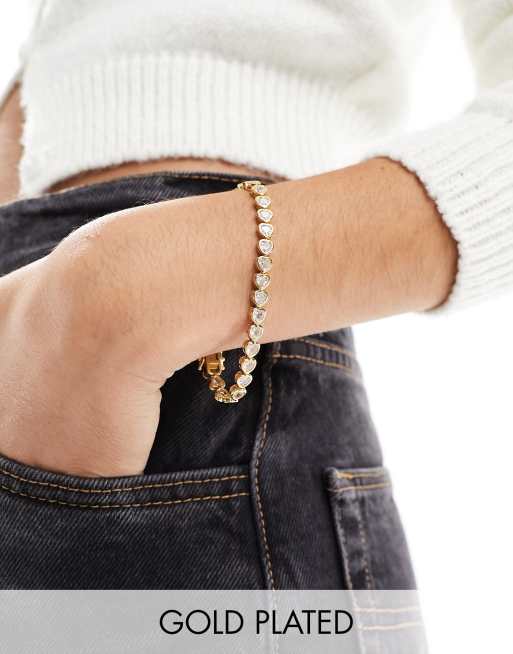 Seol + Gold 18 kt gold vermeil heart shaped cubic zirconia tennis bracelet