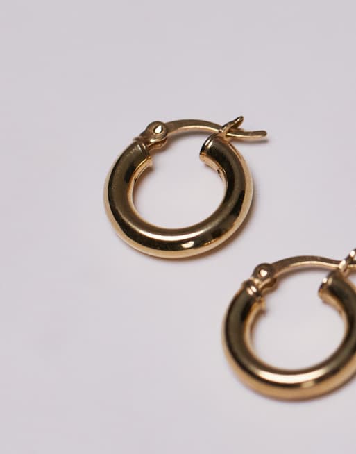 Seol + Gold 18ct gold vermeil 14mm thick creole hoop earrings, 2 of 3