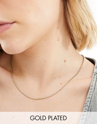 Seol + Gold 18ct gold vermeil 16-18"" twisted rope chain necklace