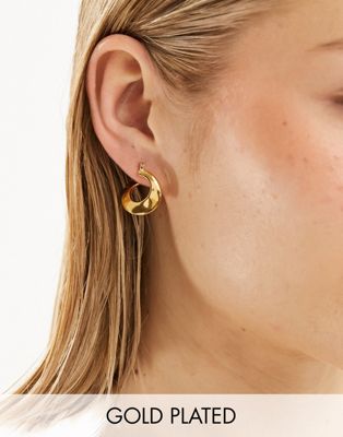 Seol + Gold 18ct gold vermeil asymmetric twist hoop earrings