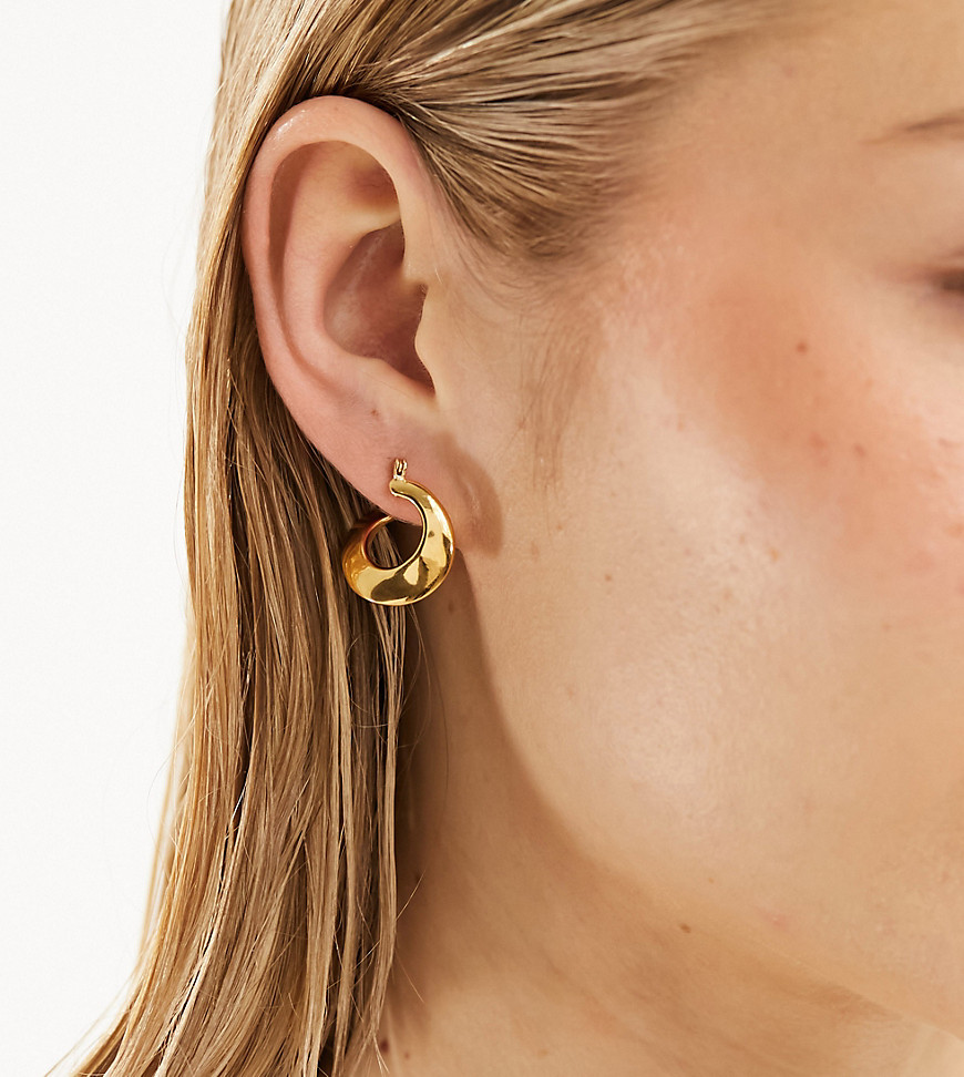 Seol + Gold 18ct gold vermeil asymmetric twist hoop earrings