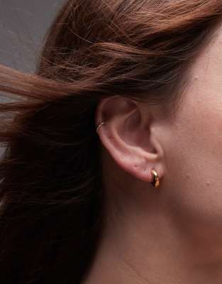 Seol + Gold 18ct gold vermeil chubby huggie hoop earrings in gold φωτογραφία