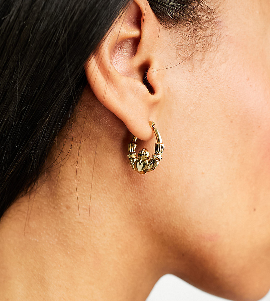 18ct gold vermeil claddagh creole hoop earrings