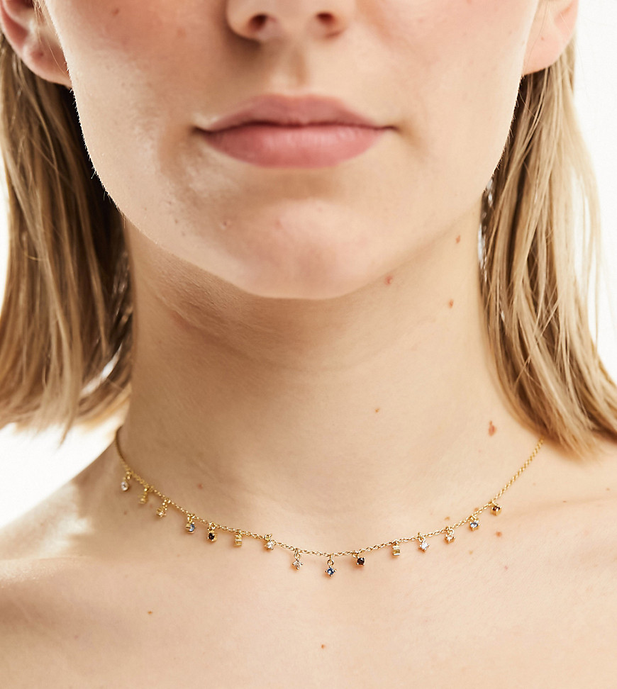 Seol + Gold 18ct gold vermeil cubic zirconia charm necklace