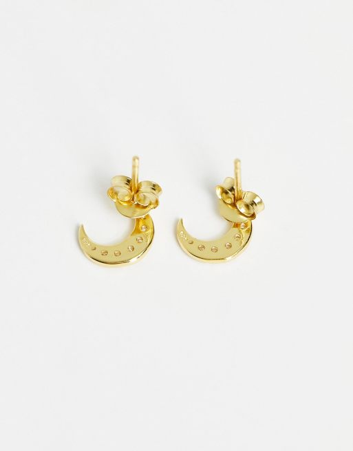 Gold Vermeil Crescent Moon Stud Earrings | Midori Jewelry Co. Pair / 8 mm