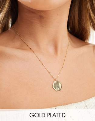 Seol + Gold 18ct gold vermeil cubiz zirconia hex pendant necklace  - ASOS Price Checker