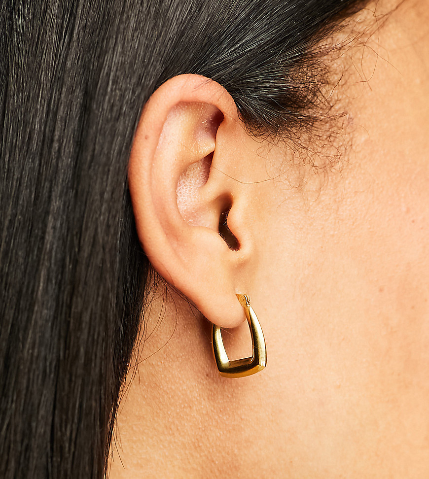 Seol + Gold 18ct gold vermeil edged rectangle hoop earrings