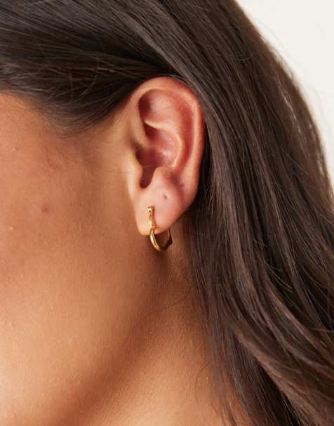 Seol + Gold 18ct gold vermeil heart hoop earrings in gold - view 1