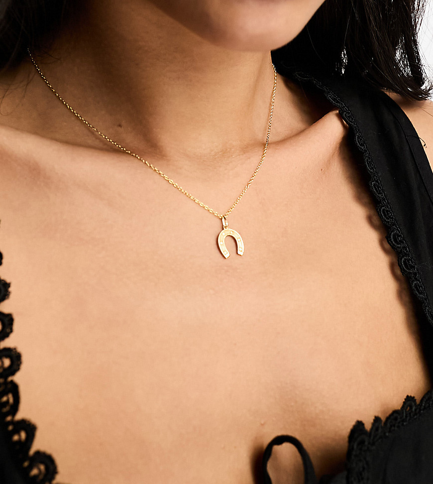 Seol + Gold 18ct gold vermeil horseshoe pendant necklace