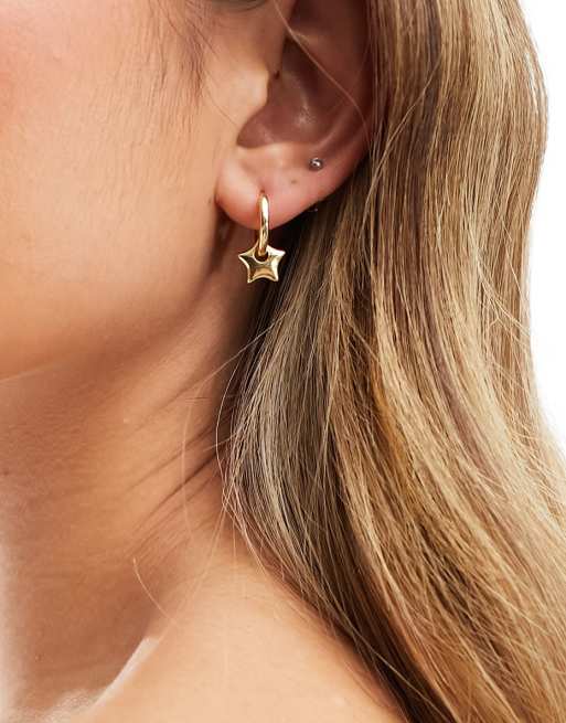 Gold hoop earrings with deals star charm