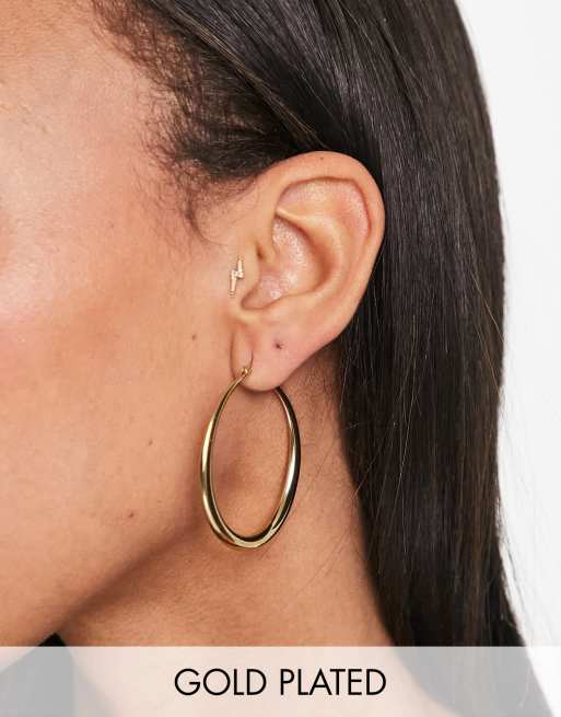 Seol + Gold 18ct gold vermeil large asymmetric hoop earrings