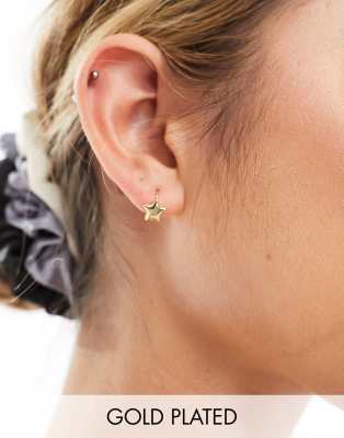 Seol + Gold Seol + Gold 18ct gold vermeil mini star hoop earrings
