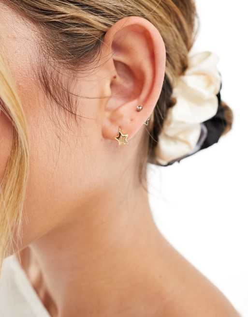 Seol + Gold 18ct gold vermeil mini star hoop earrings , 3 of 4