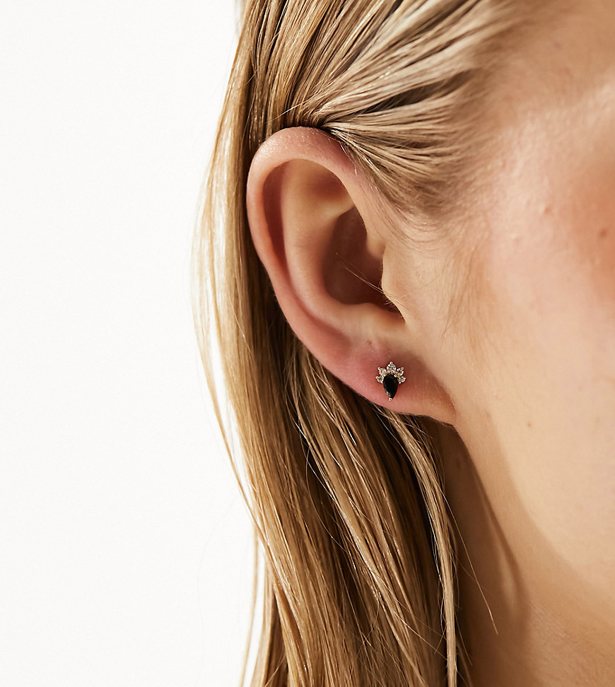 Seol + Gold 18ct gold vermeil onyx stud earrings