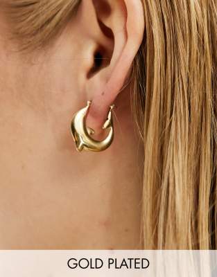 Seol + Gold Seol + Gold 18ct gold vermeil puffed dolphin hoop earrings