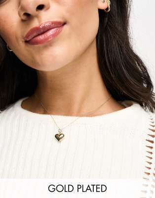 Seol + Gold 18ct gold vermeil puffy heart pendant necklace