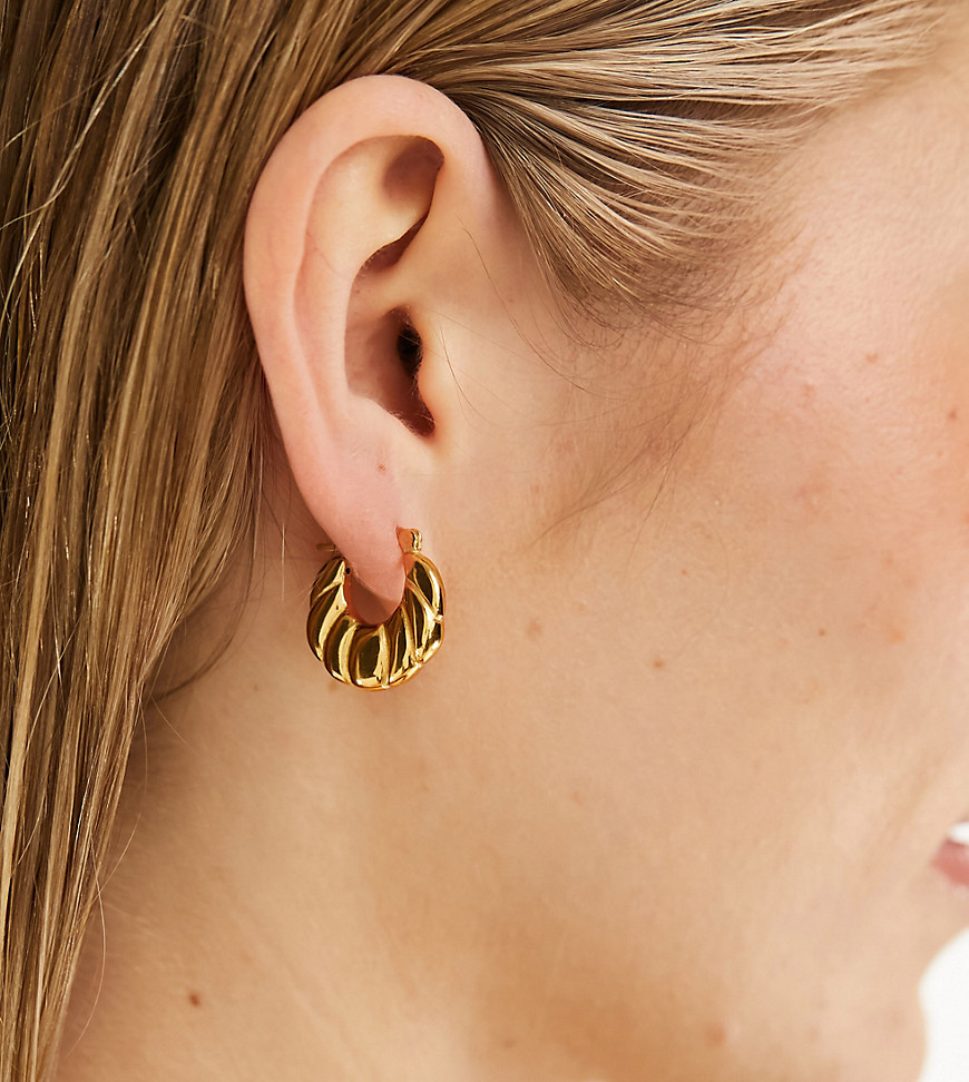 Seol + Gold 18ct gold vermeil small croissant hoop earrings