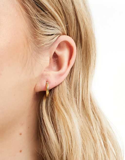 Seol + Gold 18ct gold vermeil thick creole 14mm hoop earrings, 3 of 4