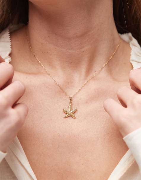 Seol + Gold - 18k vergulde vermeil ketting met hangertje met zeester - view 1