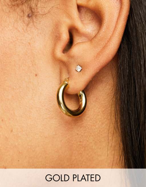 Seol + Gold sterling silver 18mm thick creole hoop earrings in