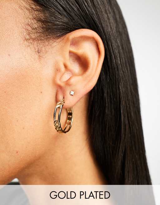 Seol + Gold 18kt gold vermeil figaro chain hoop earrings
