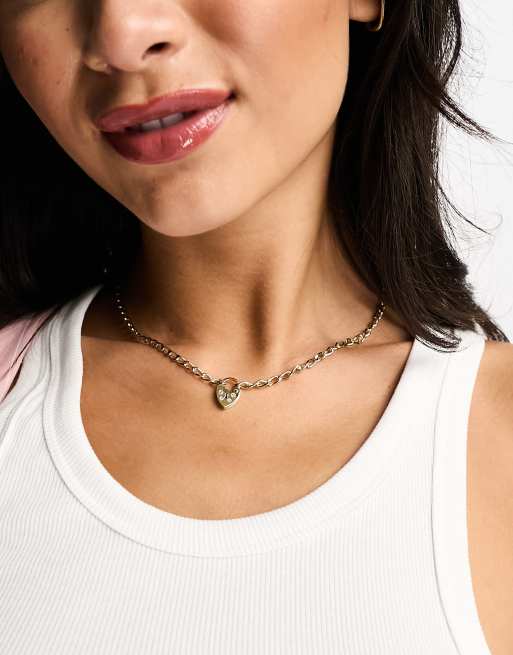 Seol + Gold 18kt gold vermeil heart padlock necklace 