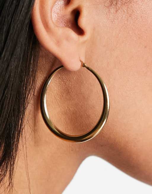 Seol + Gold 18kt gold vermeil large asymmetric hoop earrings, 2 of 4
