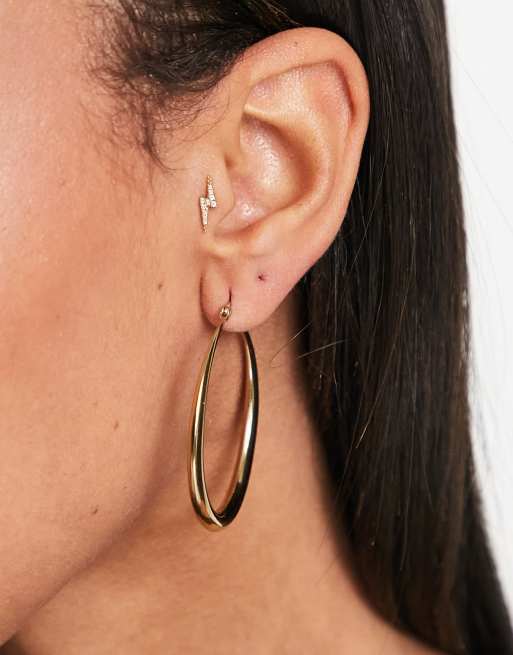 Seol + Gold 18kt gold vermeil large asymmetric hoop earrings, 3 of 4