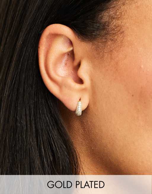 Seol + Gold 18kt gold vermeil pave cubic zirconia hoop earrings 