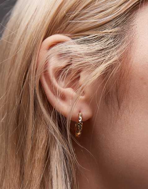 Seol + Gold 18kt gold vermeil sapphire star huggie hoop earrings - view 1