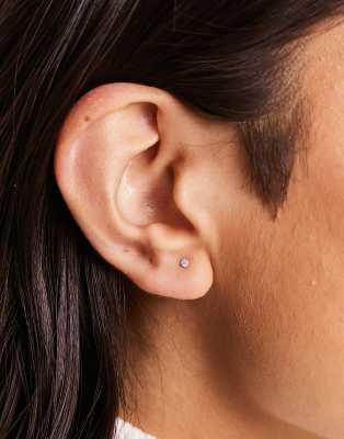 Seol + Gold 9ct solid gold cubic zirconia stud earrings