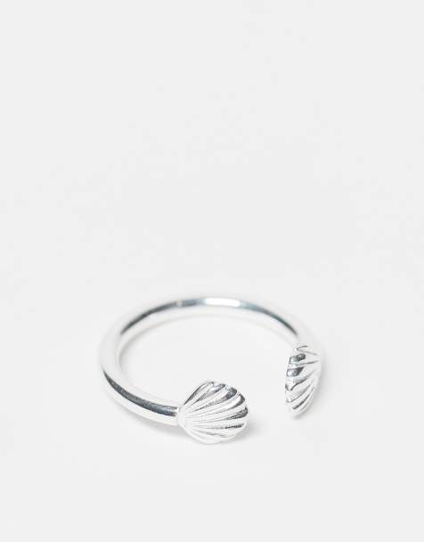 Seol + Gold - Åben ring med skaldetaljer i sterlingsølv - view 1