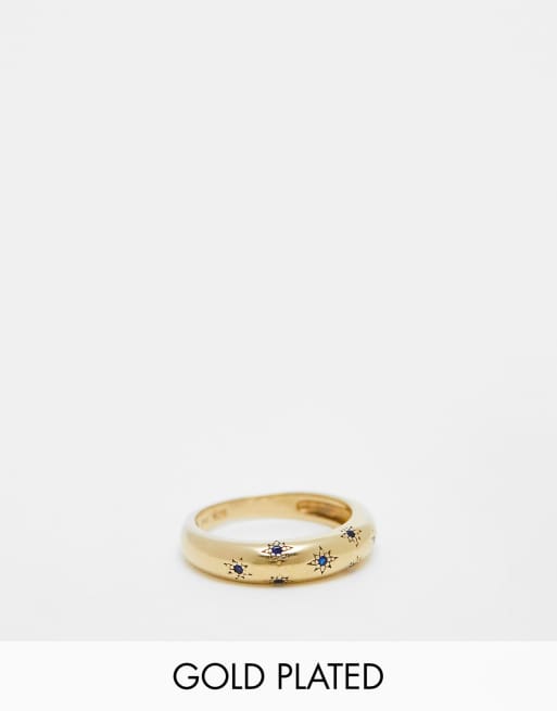Seol + Gold - Bague bombée en vermeil plaqué or 18 carats avec étoiles à saphirs 