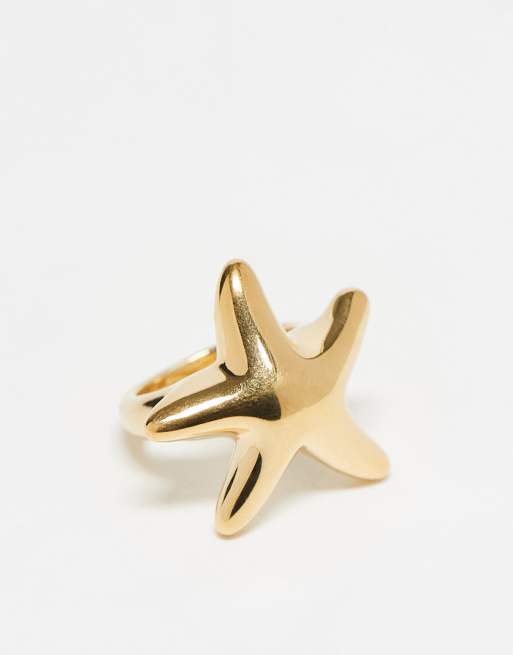 Seol + Gold - Bague chunky en vermeil plaqué or 18 carats à motif étoile de mer