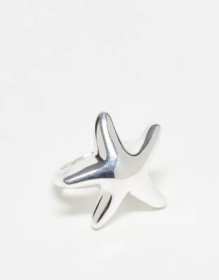Seol + Gold - Bague chunky motif étoile de mer en argent massif-Argenté
