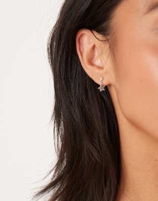 Seol + Gold - Boucles d'oreilles avec pendant étoile en argent massif-Argenté